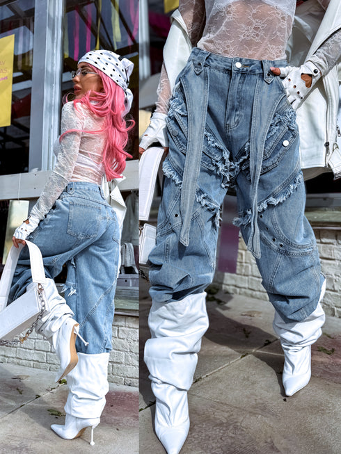 "READY FEST" LUX denim pants P7902 - blue